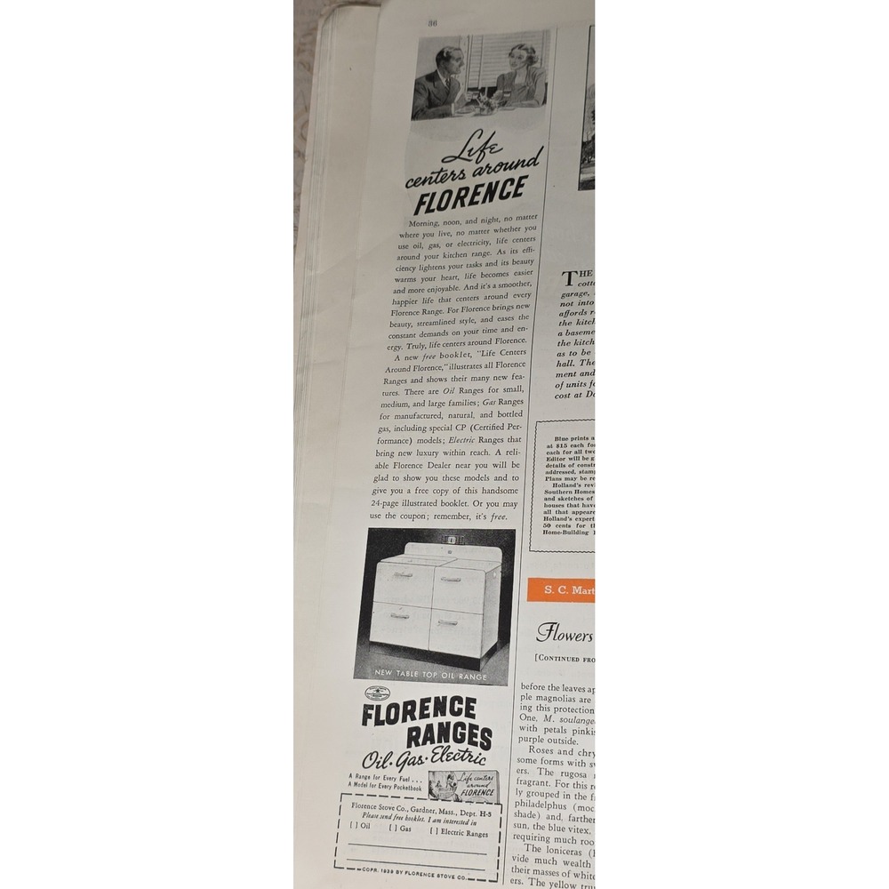 1939 Florence Ranges Gas Oil Electric New Table Top Oil Range